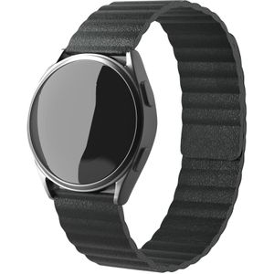 Strap-it Samsung Galaxy Watch 3 41mm leren loop bandje (zwart)