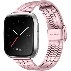 Strap-it Fitbit Versa roestvrij stalen bandje (rosé pink)