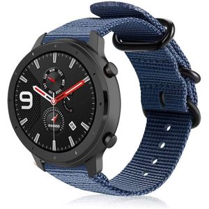 Strap-it Xiaomi Amazfit GTR nylon gesp band (blauw)