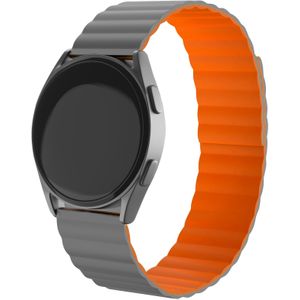 Strap-it Huawei Watch GT 3 Pro 43mm magnetisch siliconen bandje (grijs/oranje)