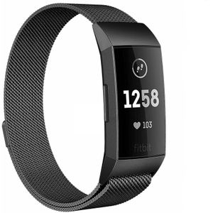 Strap-it Fitbit Charge 4 Milanese band (zwart)