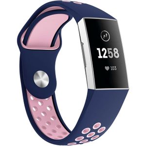 Strap-it Fitbit Charge 3 sport bandje (donkerblauw/roze)