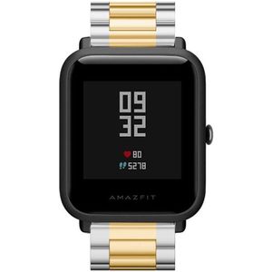 Strap-it Xiaomi Amazfit Bip stalen band (zilver/goud)