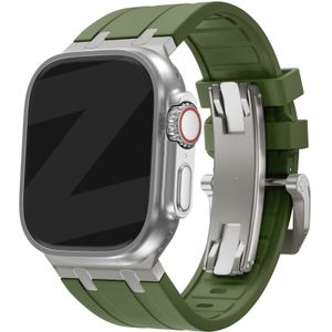 Bandz Apple Watch siliconen band 'Luxe Liquid' (groen met titanium)