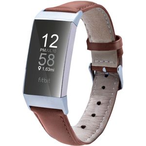 Strap-it Fitbit Charge 3 leren bandje (bruin)