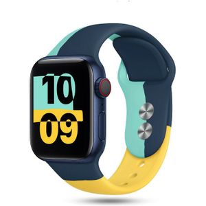 Strap-it Apple Watch triple sport band (donkerblauw-aqua-geel)