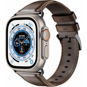 Strap-it Apple Watch Ultra leren band (donkerbruin)