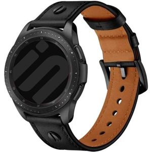 Strap-it Huawei Watch GT 5 Pro - 46mm geschroefde leren bandje (zwart)