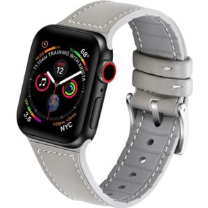 Strap-it Apple Watch 8 lederen bandje (wit/grijs)