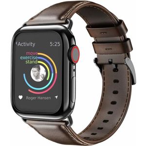 Strap-it Apple Watch 8 leren bandje (donkerbruin)