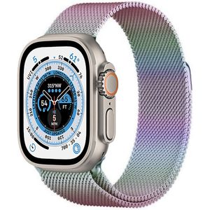 Strap-it Apple Watch Ultra milanese band (regenboog)
