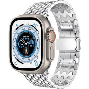 Strap-it Apple Watch Ultra stalen draak band (zilver)