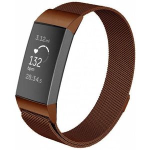 Strap-it Fitbit Charge 3 Milanese band (bruin)