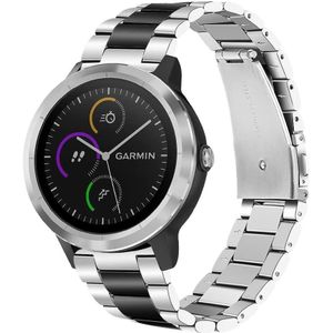 Strap-it Garmin Vivoactive 3 stalen band (zilver/zwart)