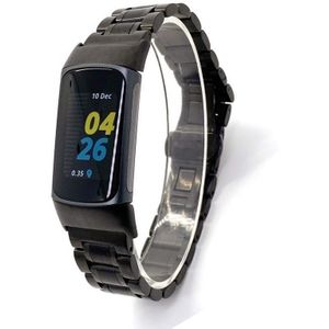 Strap-it Fitbit Charge 6 metalen schakel band (zwart)