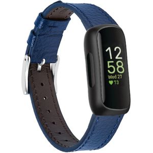 Strap-it Fitbit Inspire 3 leren bandje (donkerblauw)