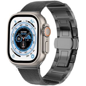 Strap-it Apple Watch Ultra stalen Milanese band (zwart)