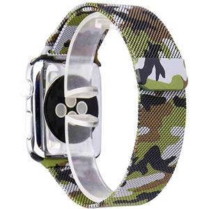 Strap-it Apple Watch Milanese  band (camouflage groen)