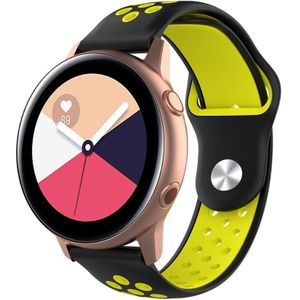 Strap-it Samsung Galaxy Watch Active sport band (zwart/geel)