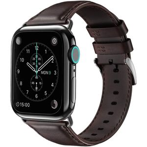 Strap-it Apple Watch 6 leren bandje (donkerbruin)