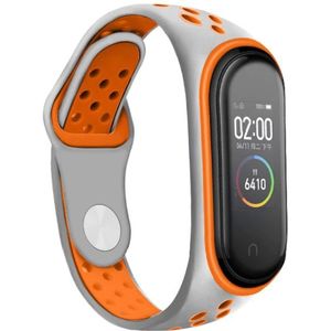 Strap-it Xiaomi Mi Band 3 -/4 sport bandje (grijs/oranje)