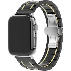 Strap-it Apple Watch keramiek stalen band (zwart/goud)