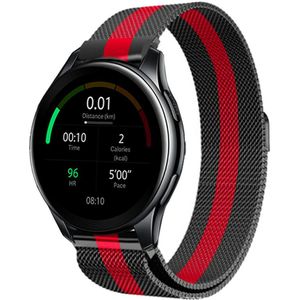 Strap-it OnePlus Watch Milanese band (zwart/rood)