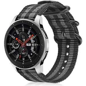 Strap-it Samsung Galaxy Watch 46mm nylon gesp band (zwart/grijs)