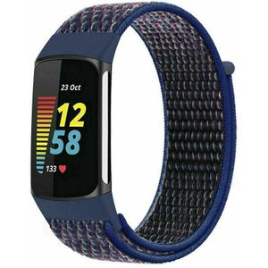 Strap-it Fitbit Charge 5 nylon bandje (indigo blauw)