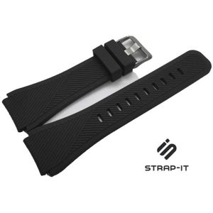 Strap-it 22mm horlogeband siliconen - Quick release watch strap - zwart