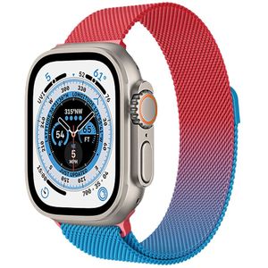 Strap-it Apple Watch Ultra Milanese band (rood/blauw)