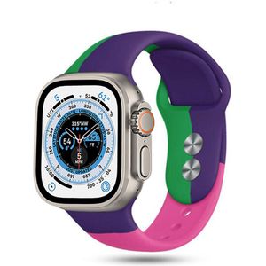 Strap-it Apple Watch Ultra triple sport band (paars-groen-roze)
