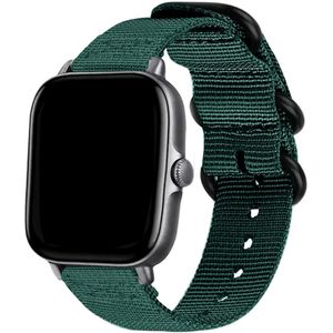 Strap-it Xiaomi Amazfit Bip nylon gesp band (donkergroen)