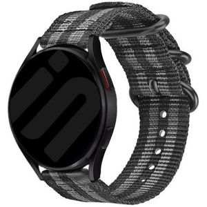 Strap-it Samsung Galaxy Watch 6 - 44mm nylon gesp band (zwart/grijs)