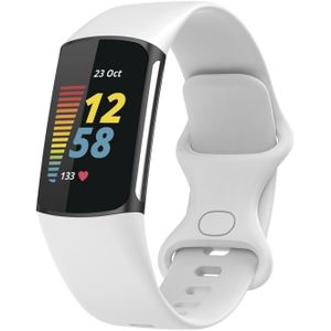 Strap-it Fitbit Charge 5 siliconen bandje (wit)