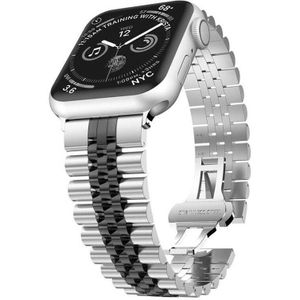 Strap-it Apple Watch 8 Jubilee stalen band (zilver/zwart)