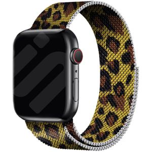 Strap-it Apple Watch Milanese  band (luipaard print)