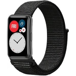 Strap-it Huawei Watch Fit nylon bandje (zwart)
