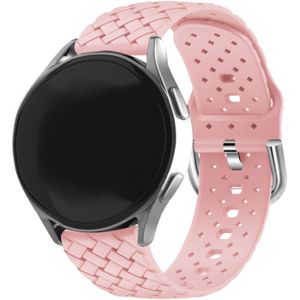 Strap-it Samsung Galaxy Watch 4 44mm gevlochten siliconen bandje (roze)