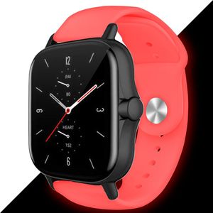 Strap-it Amazfit GTS 3 lichtgevend siliconen bandje (rood)