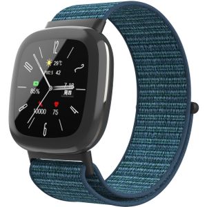 Strap-it Fitbit Versa 4 nylon bandje (dark mist grey)