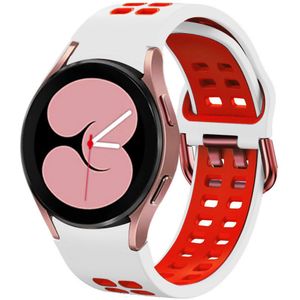 Strap-it Samsung Galaxy Watch 4 44mm sport square bandje (wit/rood)