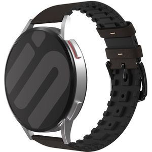 Strap-it Samsung Galaxy Watch siliconen / leren bandje 42mm (zwart/bruin)