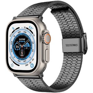 Strap-it Apple Watch Ultra roestvrij stalen band (zwart)