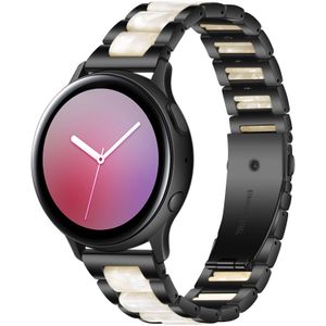 Strap-it Samsung Galaxy Watch Active stalen resin band (zwart/wit)