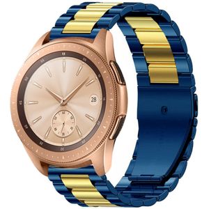 Strap-it Samsung Galaxy Watch 42mm stalen band (blauw/goud)