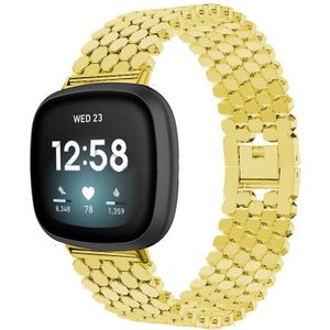 Strap-it Fitbit Versa 3 stalen vis band (goud)