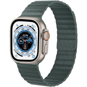 Strap-it Apple Watch Ultra leren loop bandje (turquoise)
