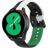 Strap-it Samsung Galaxy Watch 4 44mm triple sport band (zwart-wit-groen)