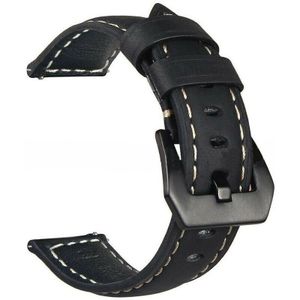 Strap-it Leren horlogeband 20mm - universeel - zwart